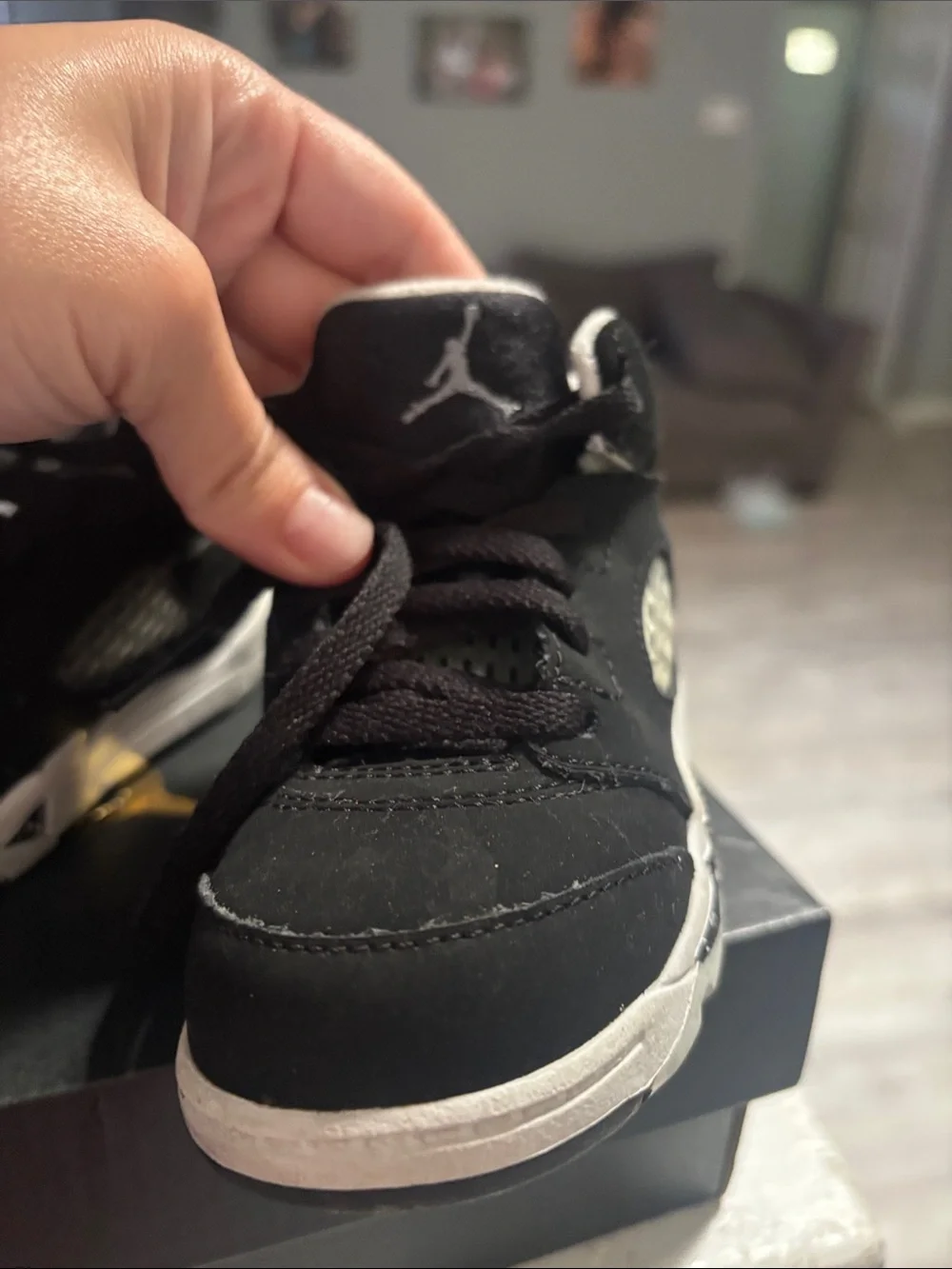 Jordan Kids Black and White High-Top Sneakers